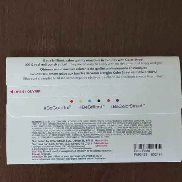 Color Street Black Nail Polish Strips with White Speckles, Dark Frost - Picture 3 of 3